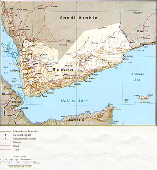 Population Map Of Yemen. Yemen map (University of Texas