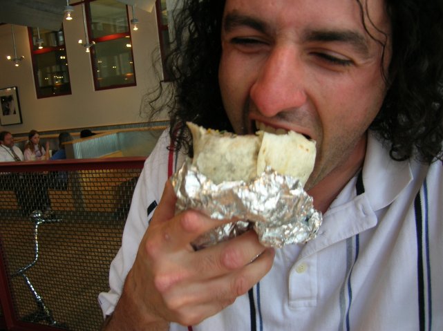 Man Eating Burrito