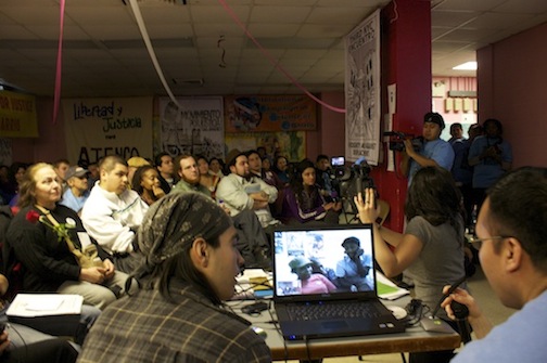 video skyping in to the encuentro from townships in Cape Town and Durban