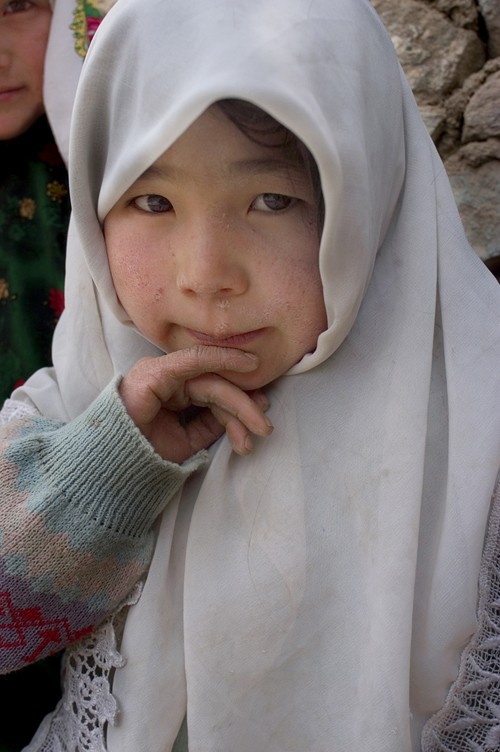 Young Girl in White Warzang Afghanistan 2005