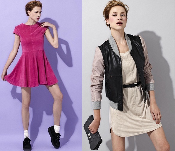 2012-02-06-2_Sarah_McGiven_Fightforyrwrite_Urban_Code_fashion_label_leather_baseball_contrast_jacket_pink_suede_dress.JPG