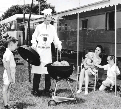 Black and White photo of family bbq