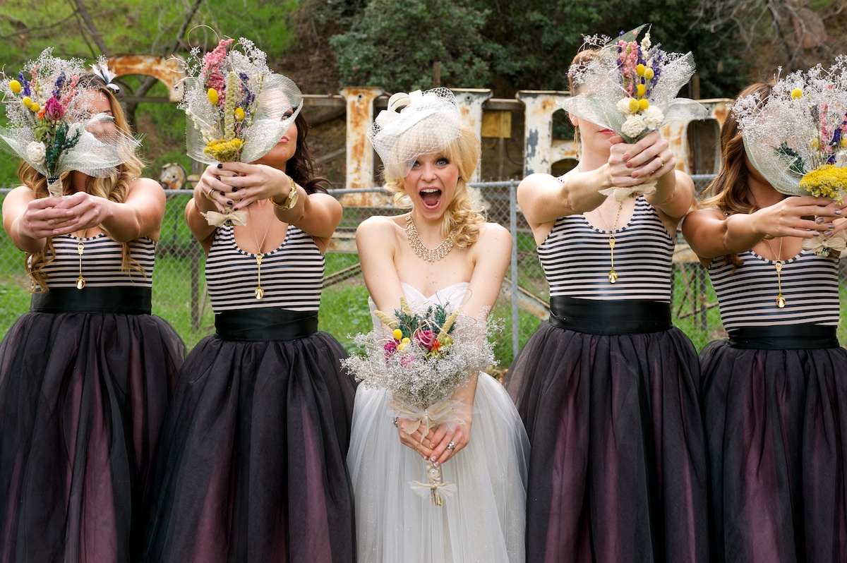 the bride and her bridesmaids