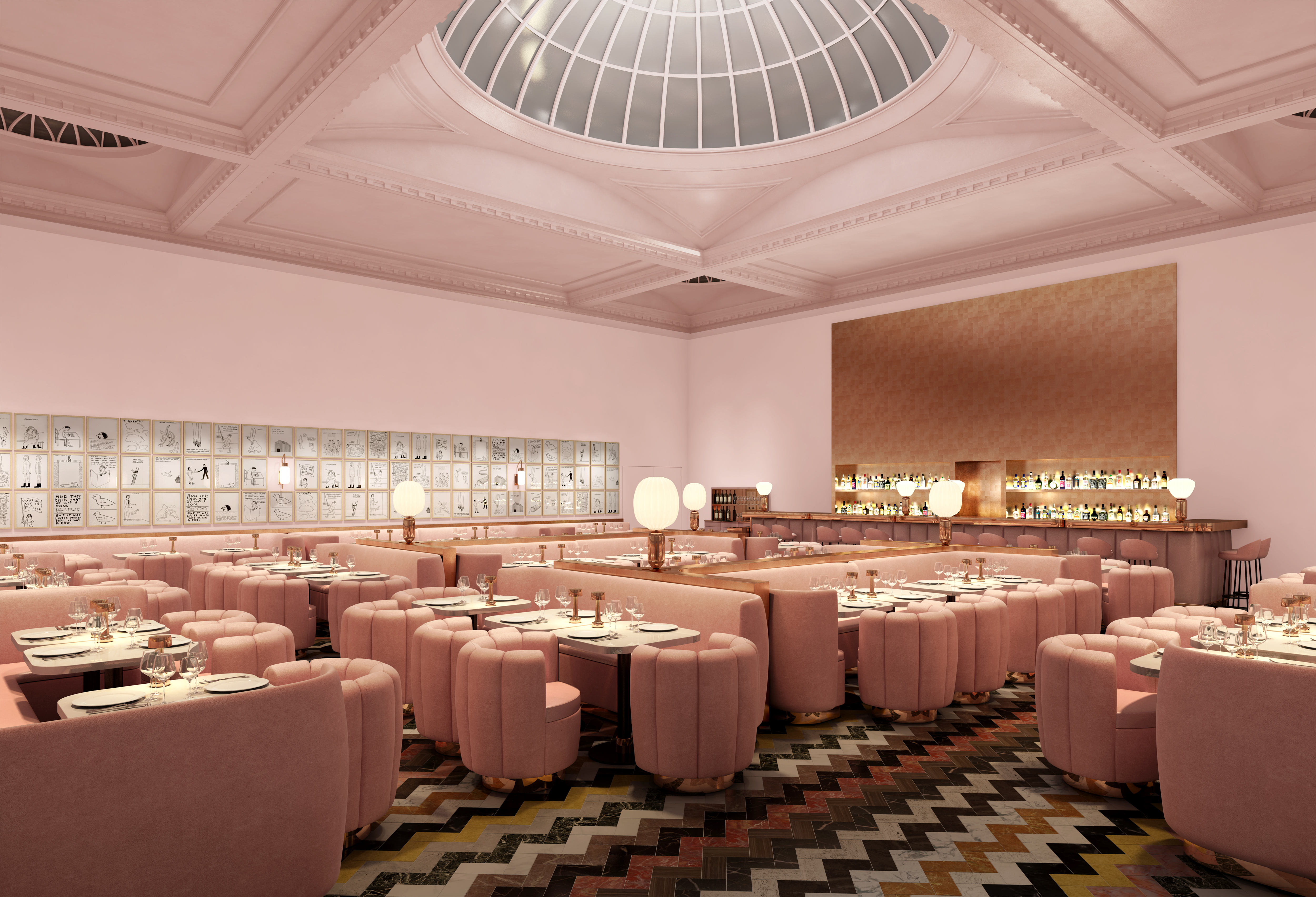 David Shrigley Revamps London's Sketch Restaurant, Showcasing Largest