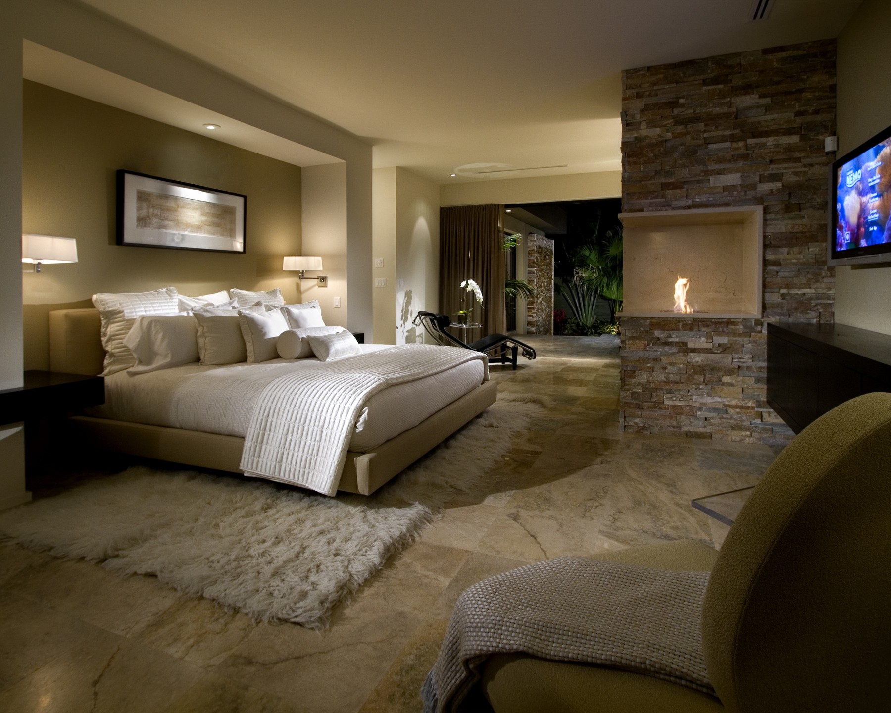 Bedroom With Fireplace Seating