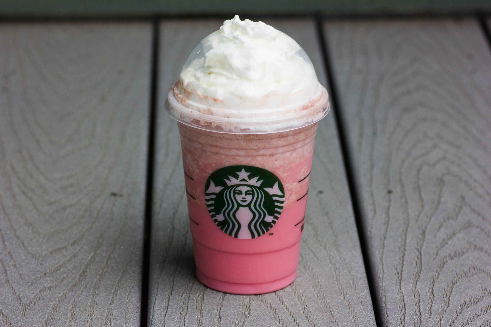 Green tea frappuccino with 10 pumps of raspberry