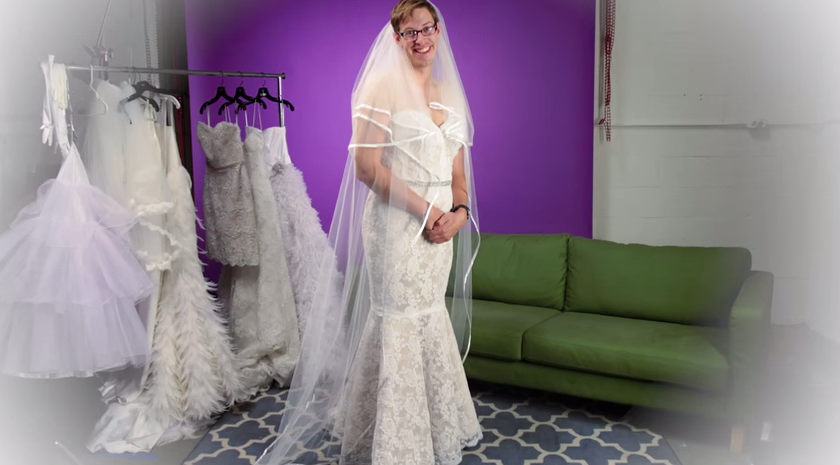 This Is What Happens When Guys Try On Wedding Dresses Huffpost Life