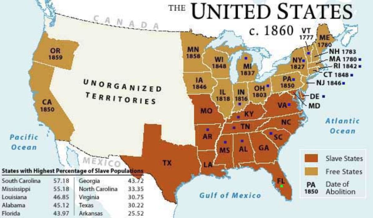 Which Three States Had The Highest Percentage Of Immigrants From 1820 To 1860