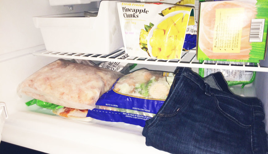 cleaning jeans in freezer