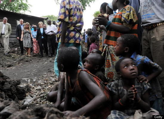 Secretary of State Clinton visits a refugee camp in the Congo. Secretary of State Clinton visits a refugee camp in the Congo.