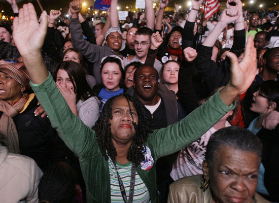 Celebration in Grant Park courtesy of Huffington Post