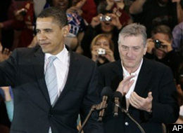 2008 election, Barack Obama, Barack Obama 2008, Democratic Presidential candidate, democratic primary, DeNiro Endorses Obama, obama, obama endorsement, Robert DeNiro