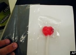Kathleen Elementary School, Razor Blades In Candy, Tainted Candy, valentine's day, Valentine's Day Lollipop