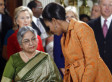 Michelle Obama, Jill Biden, Hillary Clinton Don Indian-Inspired Ensembles At Arrival Ceremony (PHOTOS)