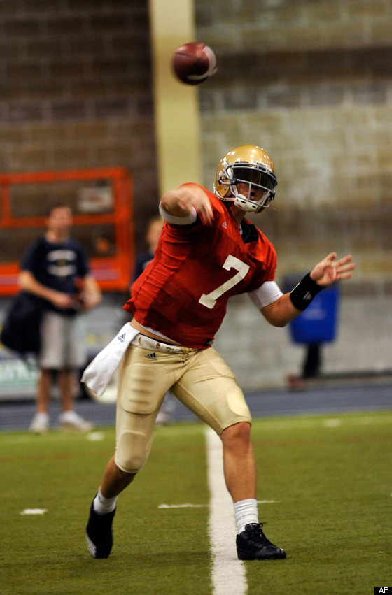 Jimmy Clausen's Visor: Notre Dame QB Hides Punched Face At Practice 