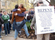 Street Preacher Schooled By Students (PHOTO)