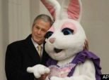 Bush Hugs The Easter Bunny During The Annual White House Egg Roll