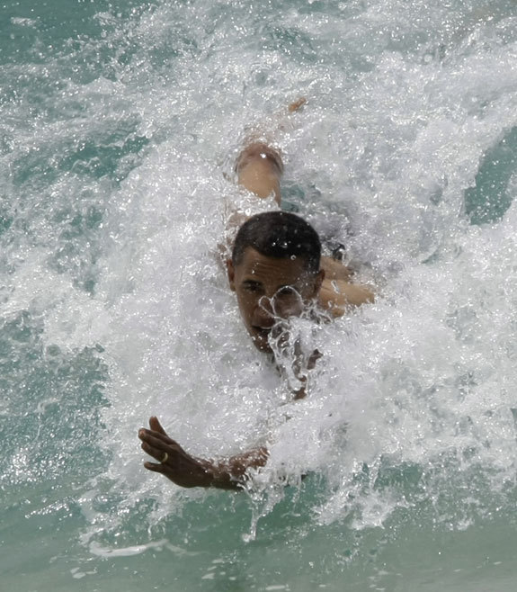 obama bodysurfing