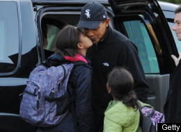 The president-elect drops off Malia and Sasha.