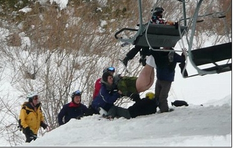 Guy With No Clothes Crashes Into Snow While Skiing Down 