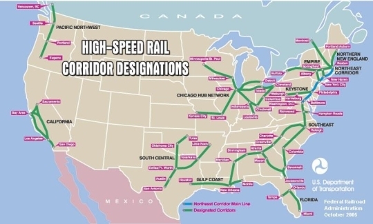  Map Of Potential High-Speed Rail Built By The Stimulus