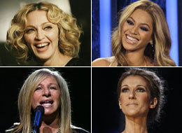 Barbra Streisand, Britney Spears, Cash Queens of Music, Celine Dion, madonna, shakira