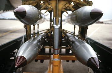 Four B-61 hydrogen bombs, part of the 2,700 deployed U.S. nuclear weapons.