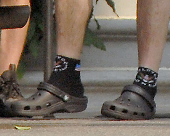 mens crocs on feet