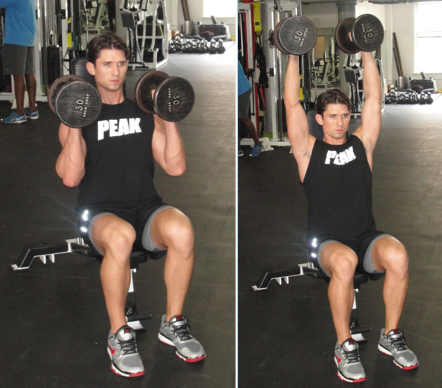 Dumbbell shoulder press discount sitting