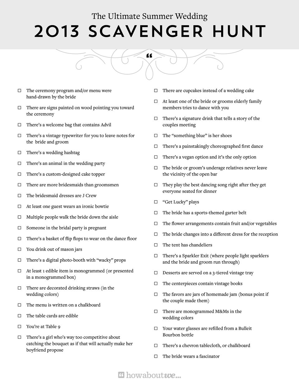 Summer Wedding Scavenger Hunt Makes Wedding Season More Fun Huffpost Life 9326