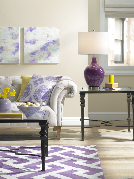 Colorful Living Room Decorating in Purple