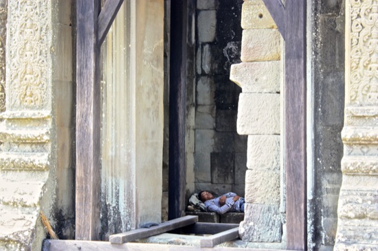 Sleeping in Angkor Wat