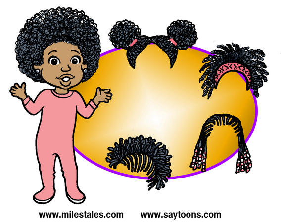 Girl afro cartoon with black hair How to