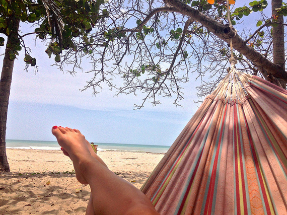 beach hammock at La Sirena Palomino Colombia