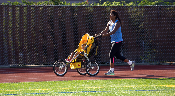 Mom with jogging stroller copyright Betty Udesen