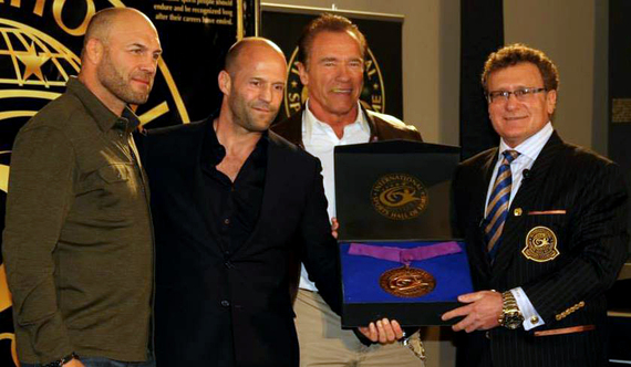 2015-02-08-RandyCoutureJasonStathamArnoldSchwarzeneggerandDr.BobGoldmanatanInternationalSportsHallofFameceremony.jpg