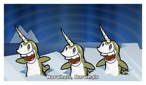 pyon pyon — Narwhals, narwhals swimming in the ocean, causing