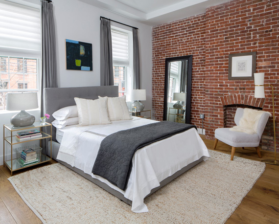 Midcentury modern gray bedroom by Decor Aid