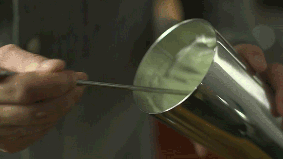 Whipped cream on a cocktail spoon