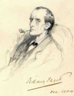 Sherlock Holmes Portrait by Sidney Paget, via Wikimedia, in the public domain, 