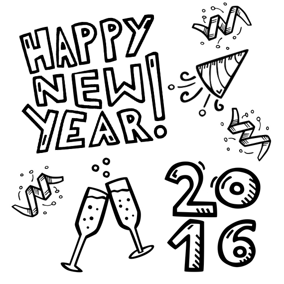 Childrens drawing happy new year - stock vector 1478688 | Crushpixel