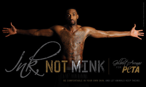 Gilbert Arenas PETA  PHOTOS Shirtless Pictures Tattoos 