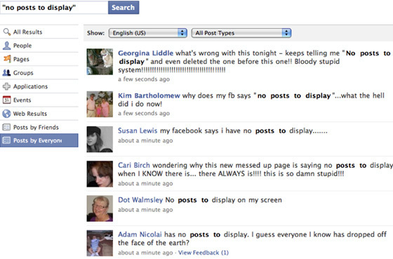 'no Posts To Display' Facebook Error: It's Not Just You (pictures 