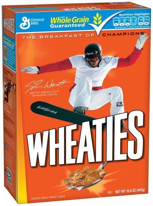 2008 Snowboarding Champion Shaun White Wheaties Cereal Box 15.6 oz EUC